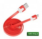 Kabel USB/micro-USB płaski czerwony